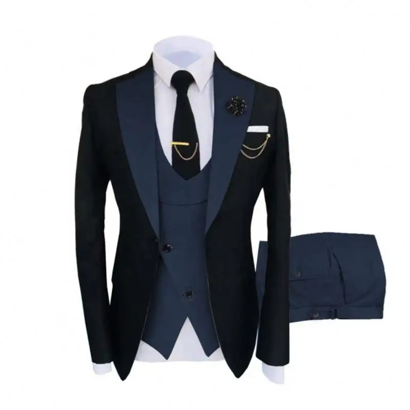 Hot Fashion Slim Fit Blazer 3 Pcs Two-piece Set Wedding Formal Peaked Lapel Wedding Prom Terno Masculino Men's Suit/