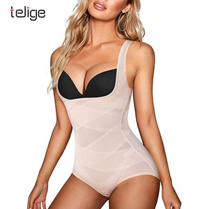 Body Moldeador de Alta Calidad para Mujer, Sin Costuras, Transpirable, con Banda Elástica Cruzada, Color Sólido, Translúcido, con Control de Abdomen - Product Image 1