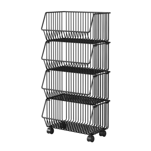 Treo Tường Thép Di Chuyển Trái Cây Snack Giá Giỏ Lưu Trữ Giá Với Bánh Xe Nhà Bếp Tổ Chức Kệ - Product Image 5