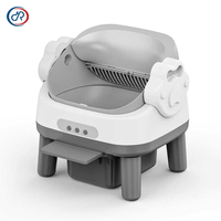 Arenero automático para gatos con sensor MW, acceso fácil y autolimpieza, modelo de fábrica con tapa abierta