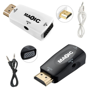 Adaptateur <span class=keywords><strong>HDMI</strong></span> vers VGA plaqué or, mâle vers femelle, avec prise audio 3,5 mm, compatible avec ordinateur de bureau, ordinateur portable, moniteur, projecteur - Product Image 3