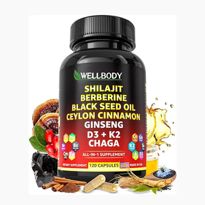 WELLBODY Berberine siyah tohum yağı kapsülleri Shilajit seylan tarçın Ginseng D3 + K2 Chaga yetişkinler için hamile kadınlar için değil - Product Image 1