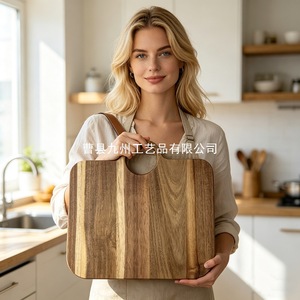 Tabla de Cortar de Madera de Acacia Rectangular, Tabla de Picar Multifuncional para Cocina, Tamaño Grande - Product Image 3