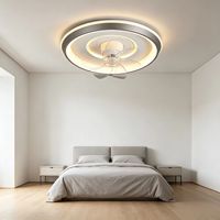 Ventilateur de plafond moderne et minimaliste pour chambre, salon, bureau à domicile, avec lampe, tête oscillante, télécommande, gradation progressive, acrylique, 3 couleurs