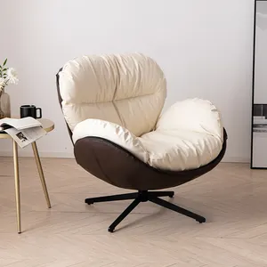 Fauteuils d'appoint au design nordique Chaise longue de luxe en cuir et fer Meubles de maison Chaise pivotante de salon