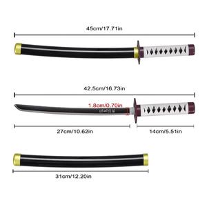 ดาบคอสเพลย์มินิสำหรับฆ่าอสูรญี่ปุ่นขนาด45ซม. กริชเหล็กแท้ใบมีด nichirin giyu tomyoka Katana ของเล่นโลหะ - Product Image 2
