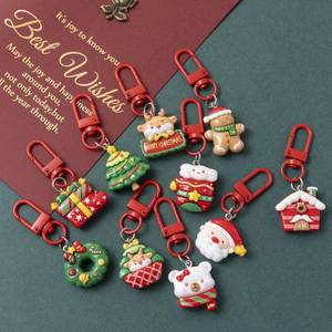 New Christmas Keychain for Girls Student Bag Pendant <b>Cute</b> Earphone Case Decoration PVC Plastic Gift for Best Friend - Product Image 1