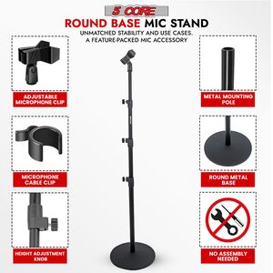 DB 5Core MS RBL 3T Soporte De Micrófono-Universal Heavy Duty Floor Adjustable <b>Microphone</b> <b>Stand</b> <b>with</b> Round Base - Product Image 3