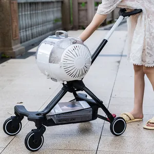 White Transparent Pet Carrier Cart Large Fan Safety Space Capsule Plastic Pet Carrier For Travel