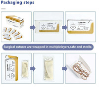 Kit d'entraînement à la suture avec fil de catgut chirurgical brun naturel 75 cm, catgut chromique pour la fermeture des plaies