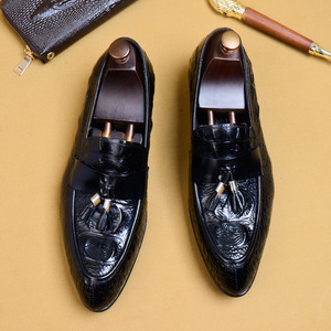 Zapatos de vestir de cuero genuino para hombre, con punta en pico, sin cordones, suela de goma antideslizante, para todas las estaciones, zapatos de boda, envío directo. - Product Image 2