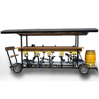 Bicicleta de Cerveza de Cuatro Ruedas con Pedales Eléctricos, Modelo Barato de China, Bicicleta de Cerveza Tandem para Fiestas y Ocio con Luz LED