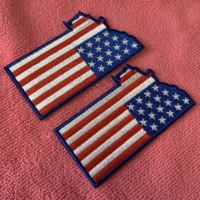 Écusson brodé 3D personnalisé avec motif de drapeau, thermocollant, faible MOQ, badge brodé style extérieur pour camion et casquette