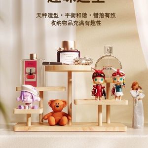 Solid wood display <b>stand</b> with tiers, creative wooden ornaments and decorations, Instagram-worthy multi-layer storage rack - Product Image 5
