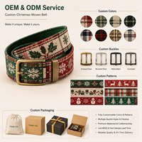 Ceinture en tissu écossais édition Noël, ceinture rétro avec quincaillerie en laiton, ceinture assortie pour homme et femme, cadeau de Noël