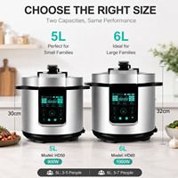 Olla a Presión Eléctrica de 5L 6L Directo de Fábrica, 1000W, Pantalla Táctil, 16 Programas, Certificación CE CB, Personalizable, Compatible con OEM ODM