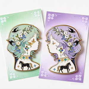Autumn Folk Art Lapel <b>Pin</b> Irregular Shape Gold Plated Hard Enamel Metal Collectible <b>Badge</b> - Product Image 4