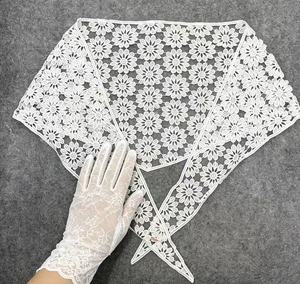 Factory <b>White</b> Polyester Floral Pattern Water Soluble Embroidered Triangle Scarf Waist Belt Curtain Skirt Layering Accessory <b>Lace</b> - Product Image 5