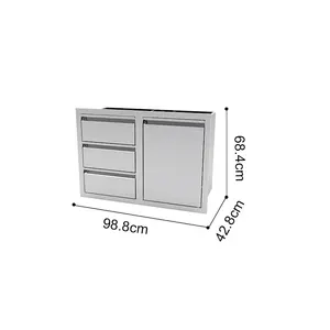 户外内置岛屿厨房烧烤烤架不锈钢单检修门和抽屉