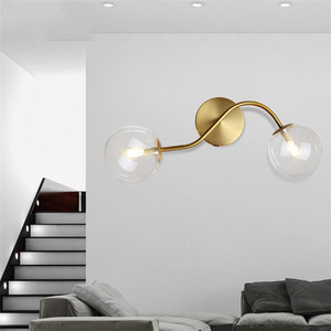 Moderno creativo doble cabeza bola de cristal claro cubierta montaje en pared lámpara de oro pared de metal - Product Image 4