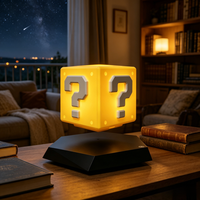 Lámpara LED de Noche con Cubo Magnético Levitante HCNT, 3 Colores de Iluminación, Base Negra, Decoración para el Hogar, Lámpara de Escritorio para Gamers