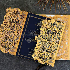 Invitations de mariage personnalisées <span class=keywords><strong>en</strong></span> <span class=keywords><strong>ligne</strong></span>, design monogramme de luxe, or pâle, découpées au laser, cartes d'invitation d'<span class=keywords><strong>anniversaire</strong></span>, cartes de vœux - Product Image 6