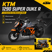 Motor Sepeda Motor Diecast Alloy Skala 1/12 Model Tahan Lama dengan Rangka Trellis Kemudi Terhubung dan Mesin Mainan yang Detail