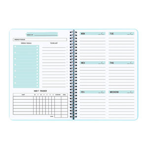 <span class=keywords><strong>Agenda</strong></span> semanal sin fecha A5, cuaderno de encuadernación en espiral, planificador azul y rosa - Product Image 1