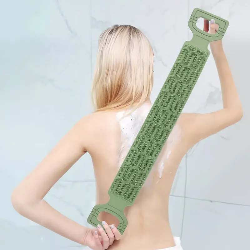 Deep Clean Women Men Shower Silicone Body Brush Bath Belt Exfoliating Back Brush Belt Wash Clean Bath Scrub Belt
