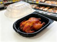 Boîte d'emballage jetable pour poulet rôti de qualité alimentaire avec couvercle en PP, plateau en amidon de maïs de 1 mm d'épaisseur, pour viande de poulet, restauration, livraison à emporter