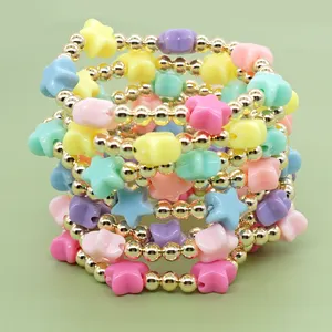 Go2BoHo Acrylic Star Pattern Bracelet Bohemia Jewelry 5mm Japan Gold Beads Bracelet For Girl Gift