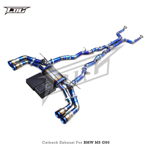 Tubos de Escape de Titanio Boska para M5/M6 G90/G99 LCI 4.4T 2024-2025, Silenciador Catback Valvetronic con Puntas Azules Quemadas - Product Image 6