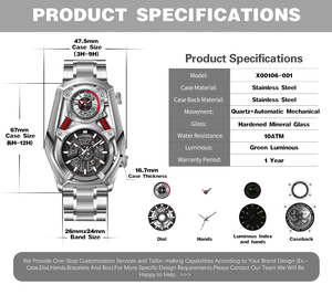 Nuevo reloj de moda con volante, módulo de tiempo Japonés PC10, reloj mecánico de movimiento automático de cuarzo de <span class=keywords><strong>China</strong></span>, reloj luminoso para hombre - Product Image 5