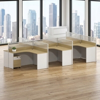 Poste de travail de bureau incurvé avec cloison, bureau informatique moderne en bois, table de direction pour employés, ensemble de mobilier de bureau