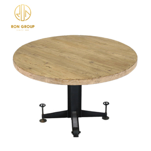 Đồ Nội Thất Thương Mại Phong Cách Châu Âu Mộc Mạc Cổ Điển Khai Hoang Bụng Lớn Thông Tròn Bàn Ăn Bằng Gỗ Rắn - Product Image 3