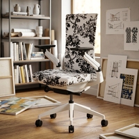Chaise de bureau moderne et élégante en maille à motifs avec accoudoirs réglables 4D, cadre blanc, chaise de travail pivotante