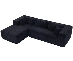 Juego de Sofás Modulares Seccionales, Chaise Longue, No Requiere Montaje, Sofá Moderno en Forma de L de Pana, Ajustable, para Apartamento, Hotel, Villa - Product Image 4