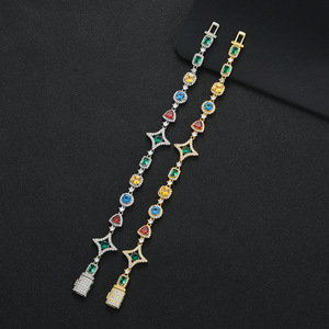 Color Large Zircon Mixed and Matched <b>Bracelet</b> Box Buckle <b>Copper</b> Inlaid Zircon Stacked <b>Bracelet</b> Tennis Chain Women Tanjing - Product Image 1