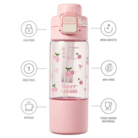 Fuquan Cute Bear Double Drink Plastic Cup New Style Water Cup for Girls Large Capacity Drop-Resistant Hot Thermal Insulation