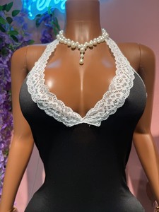 <span class=keywords><strong>Tuta</strong></span> Estiva con Halter e Inserti in <span class=keywords><strong>Pizzo</strong></span> a Contrasto, Vita Alta, Stile Retrò Minimalista, Casual e <span class=keywords><strong>Sexy</strong></span>, con Pantaloni Capri - Product Image 3