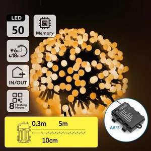Ghirlanda di luci tipo petardo, 5m, batterie 3AA, bianco caldo, ideale per decorazioni interne ed esterne, dona calore - Product Image 1