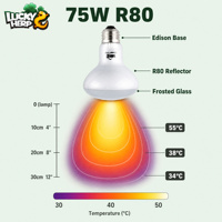 LuckyHerp Lampe chauffante pour reptiles en verre écologique, ampoule incandescente givrée Heartwhite 75W 120V/220-240V UVB Jour