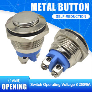 Interruptor de botão de 16mm, interruptor de aço inoxidável de reinicialização automática, com ponta de ligação, 250v 5a, para carro - Product Image 2