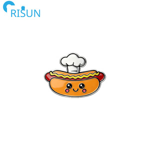 Pin de solapa de esmalte suave y duro del fabricante, con diseños de comida (papas fritas, hot dog, hamburguesa de <span class=keywords><strong>Chicago</strong></span>), estilo Kawaii, con logotipo personalizado - Product Image 6
