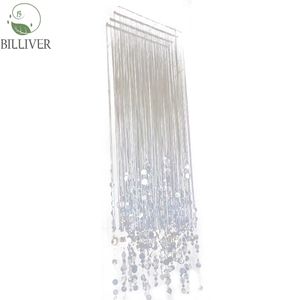 Decorazione del soffitto per matrimonio sala da matrimonio con paillettes argento linea di scena tenda con frangia rotonda decorazione - Product Image 6