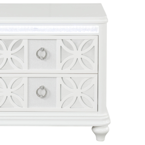 Comodino Moderno Abigale a 2 Cassetti in Legno Bianco con Illuminazione LED - Product Image 5