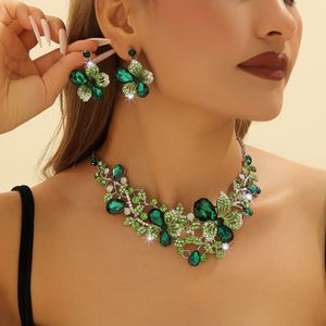 <b>Crystal</b> Bridal <b>Set</b> Necklace Earring Fashionable Gold Rhinestone for Wedding Engagement Anniversary Gift Made Alloy - Product Image 4