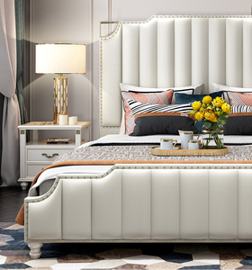 Italia rey tamaño de cuero blanco de la cama muebles de dormitorio para hoteles de lujo en mumbai el precio - Product Image 3