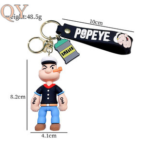 QY Vintage dessin animé marin personnage porte-clés mignon Anime Style PVC porte-clés sac charme enfance mémoire cadeau en gros - Product Image 2