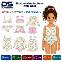 Maillot de bain une pièce pour filles, col carré, bretelles à volants, peplum superposé, imprimé pois, vêtements de plage pour enfants, logo personnalisé OEM ODM